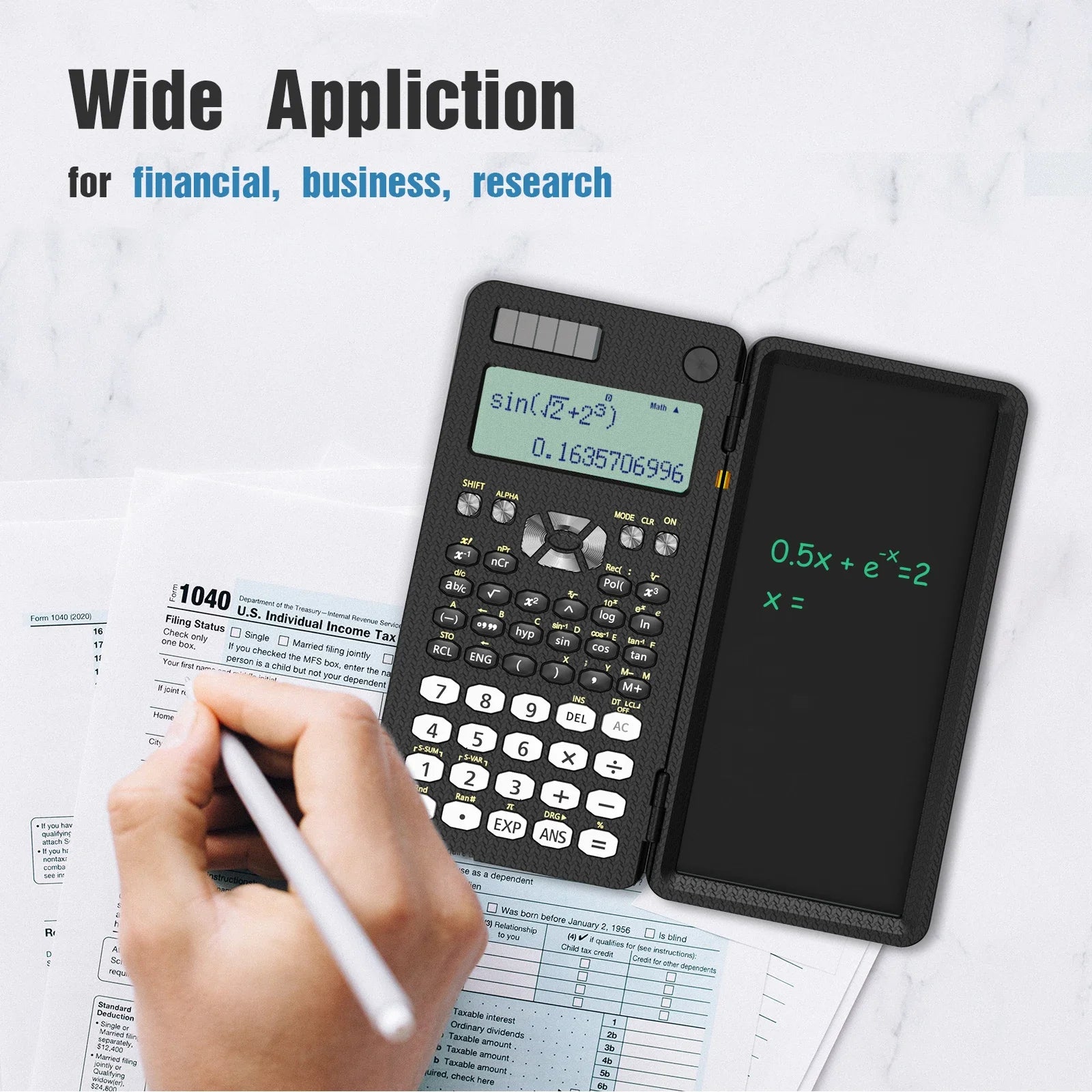 Mini Scientific Calculator with Writing Tablet Calculators Notepad Memo Office Electronics School Supplies 991Es Ms EX 82Ms NEW